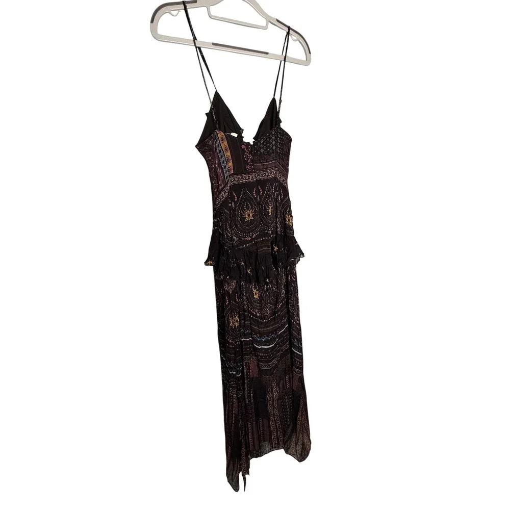 Anthropologie‎ Let Me Be Sheer Printed V-Neck Midi Dress boho Gypsy